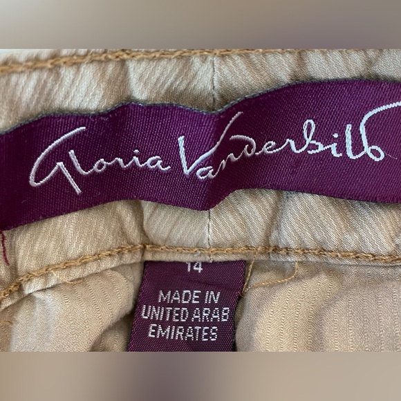 GLORIA VANDERBILT cargo cotton crop pants 9 pockets tan size 14 - Picture 4 of 15